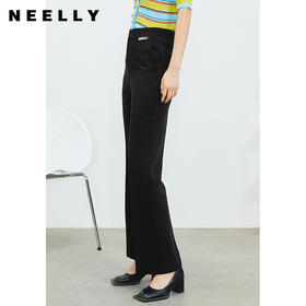 NEELLY纳俪商场同款夏季新款西装裤直筒显瘦长款黑色西裤N22074H04446