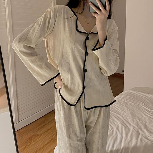 【早春新品】韩国ins小香睡衣，亲肤简约长袖长裤居家服套装 商品图0