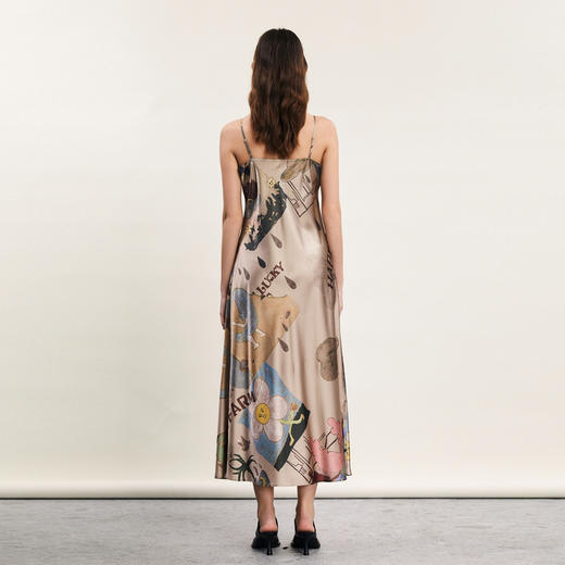 谜底吊带连衣裙2024春新款性感风花色修身亲肤长裙无袖241ML0147 商品图2