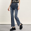 谜底牛仔喇叭裤女2024春新款复古高腰修身微喇开叉长裤241MK0006 商品缩略图1