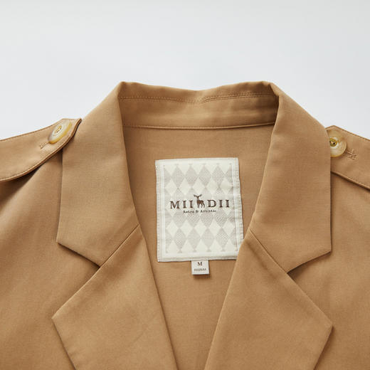 谜底长款风衣女2024春款时尚气质西装领双排扣宽松外套241ME0136 商品图3