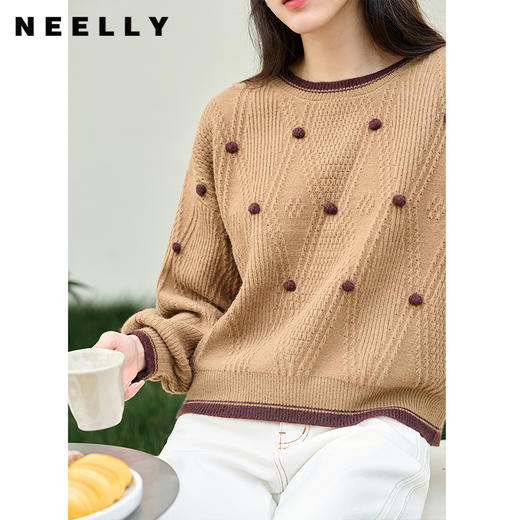 NEELLY纳俪冬季高级感超好看小个子短款毛衣新款加厚慵懒针织上衣N23114A06665 商品图2