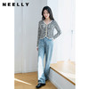 NEELLY纳俪商场同款V领条纹黑白撞色针织衫元气减龄百搭开衫上衣N23084A03307 商品缩略图1