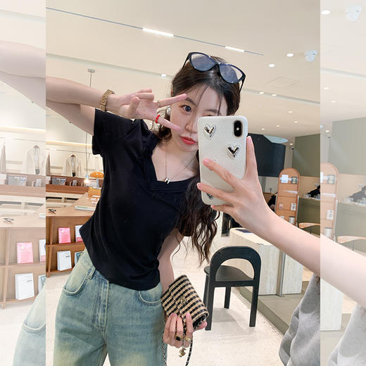 <曾小咸推荐>【甜心少女】4色V领短袖T恤 商品图3