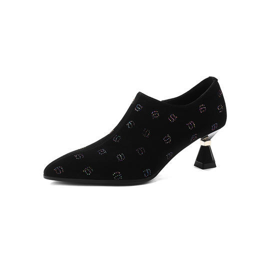 【预售5天】春季新款，磨砂小皮鞋爆款水钻尖头女鞋网红爆款磨砂黑色鞋子HYT&A7297 商品图12