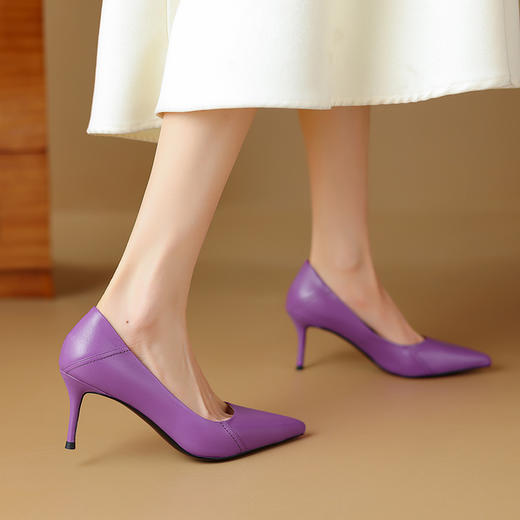 【预售5天】春夏新款，时尚百搭里外全皮尖头细跟高跟鞋HY-M863-1 商品图10