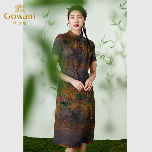 【香云纱】Gowani乔万尼24mm重磅真丝香云纱连衣裙中长款收腰设计EM2E766703 商品图0