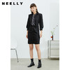 NEELLY纳俪商场同款连衣裙黑色百搭单排扣松紧腰通勤简约A字裙N22074Y04414 商品缩略图2