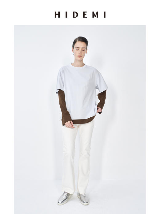 HIDEMI 小男孩系列早春假两件水洗棉针织圆领女装长袖打底T恤 商品图9