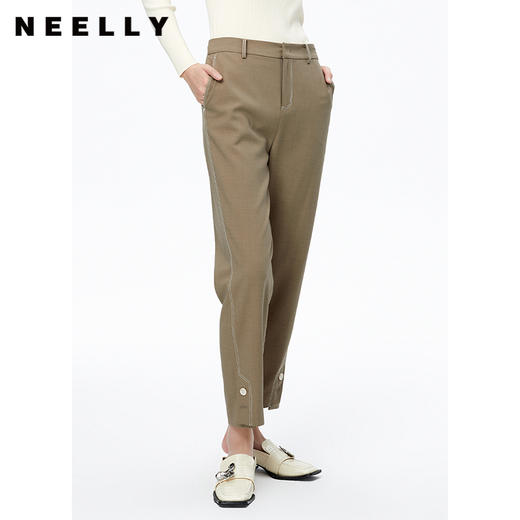 NEELLY纳俪商场同款秋季新款直筒休闲裤女职业百搭高腰显瘦烟管裤N22082H01091 商品图0