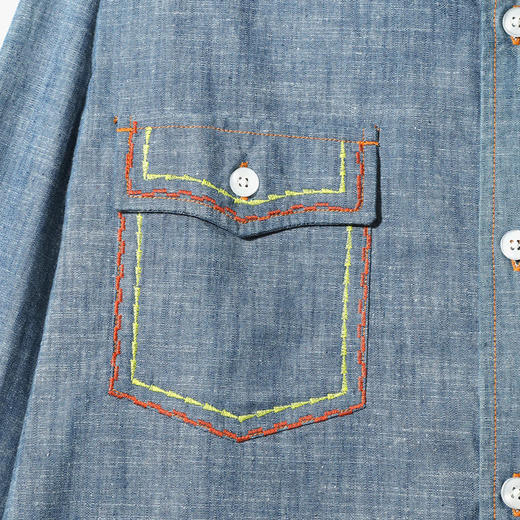 Needles Work Shirt Cotton Chambray 印第安刺绣牛仔工装衬衫 商品图2