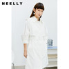 NEELLY纳俪风衣女2022年新款单排扣收腰系带中长款外套气质泡泡袖N22074F04442 商品缩略图0