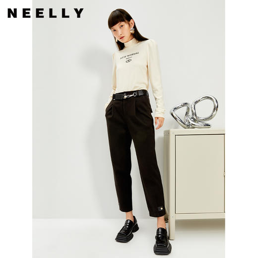 NEELLY纳俪商场同款西装裤女秋冬季可脱卸腰带休闲裤宽松显瘦长裤N22104H04560 商品图1
