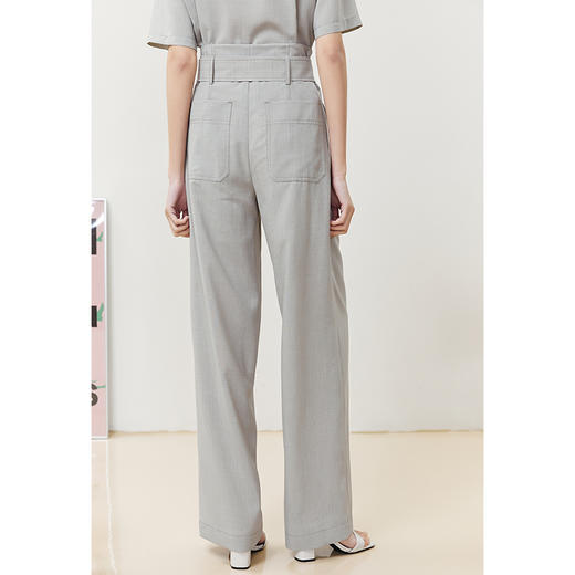 NEELLY纳俪商场同款西装休闲裤女立体打褶收腰系带阔腿直筒裤百搭N22052H01174 商品图3