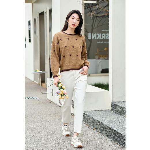 NEELLY纳俪冬季高级感超好看小个子短款毛衣新款加厚慵懒针织上衣N23114A06665 商品图3