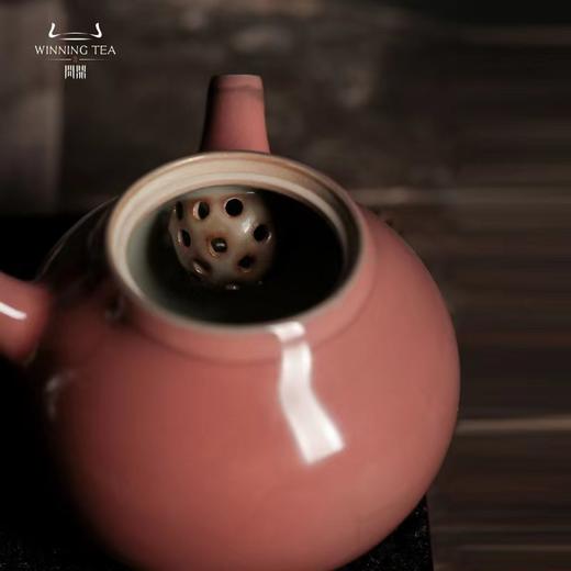 问鼎汝瓷经典款萼红雨润侧把壶景德镇陶瓷泡茶壶 商品图3