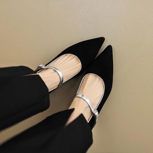 【预售5天】春季新款，坡跟高跟鞋一字式扣带单鞋尖头女士皮鞋QJR&G207-1 商品图2