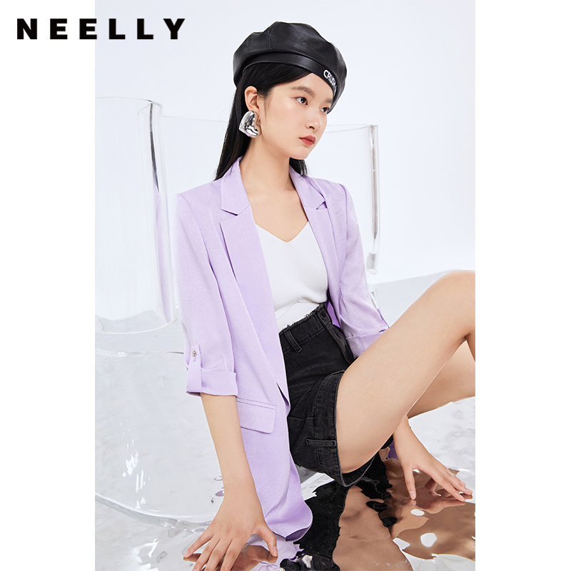 NEELLY纳俪商场同款七分袖西装外套女春夏季百搭薄款西服休闲宽松N22074W04404