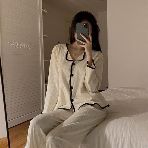 【早春新品】韩国ins小香睡衣，亲肤简约长袖长裤居家服套装 商品图3