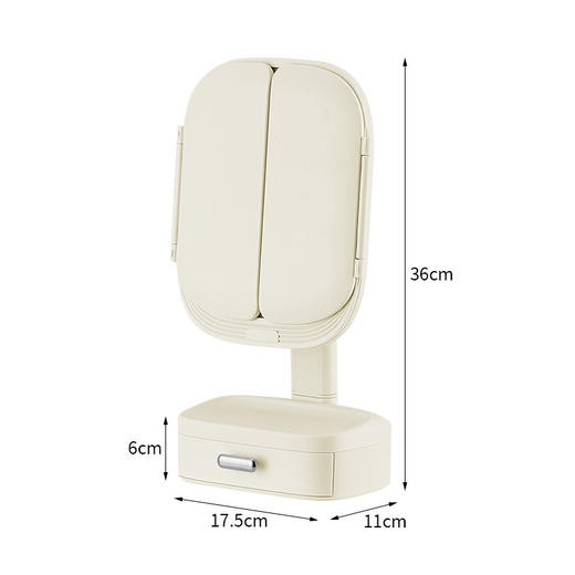 二合一【多功能桌面梳妆镜】led化妆镜带灯 台式可旋转 多功能卧室美妆镜子 化妆品首饰收纳盒 商品图5