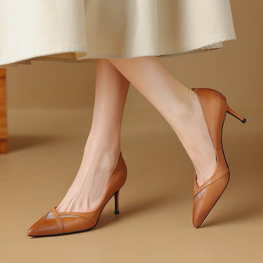 【预售5天】性感优雅，新风格细高跟里外全皮渐变色尖头高跟鞋HY&M865-1 商品图10