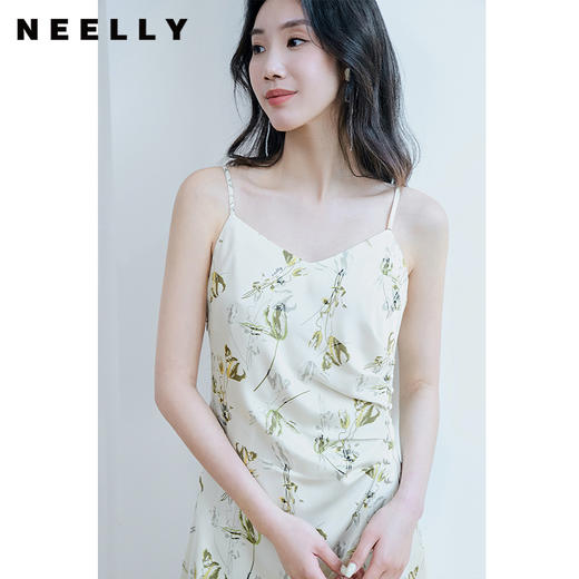 NEELLY纳俪商场同款高级感度假风开叉吊带连衣裙女法式优雅中长裙N23074Y03342 商品图2