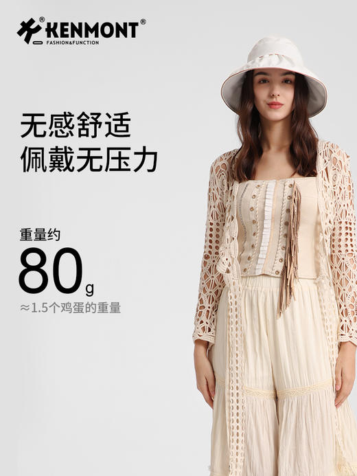 卡蒙半空顶高马尾可折叠遮阳防晒帽女夏大头围轻量化高尔夫渔夫帽 商品图6