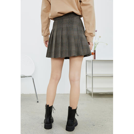 NEELLY纳俪百褶裙女春季新款小个子高腰格子半身裙A字短裙时尚N22074E04423 商品图3