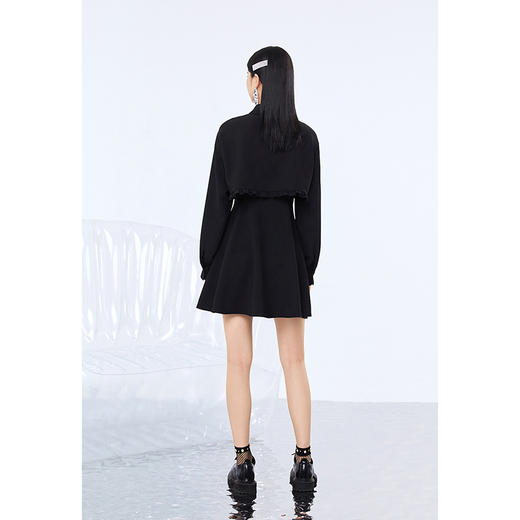 NEELLY纳俪气质衬衫领可调节吊带连衣裙女时尚两件套中长款A字裙N22074Y04417 商品图3