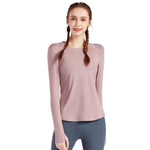 现货运动上衣女显瘦长袖t恤健身服大码瑜伽服春秋跑步速干健身衣 商品图4