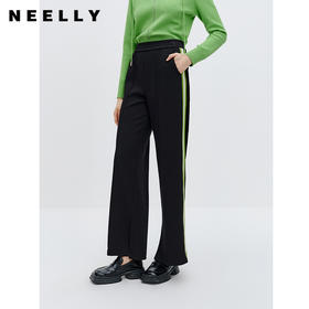 NEELLY纳俪商场同款阔腿裤女侧边撞色开叉休闲裤秋季新款时髦长裤N23091H01184