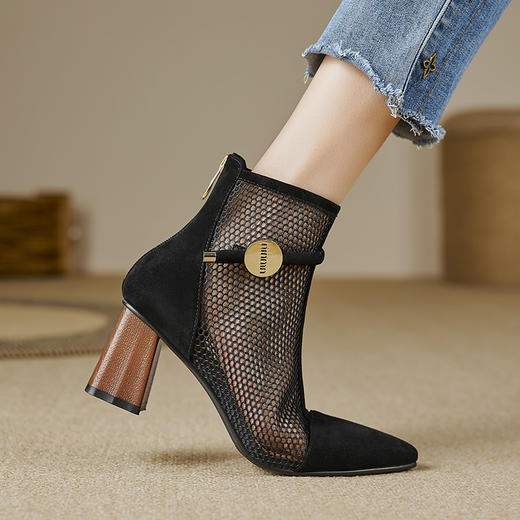 【预售5天】春夏新款，舒适百搭羊猄皮+沙网时尚高跟网靴CZ&C-899 商品图3