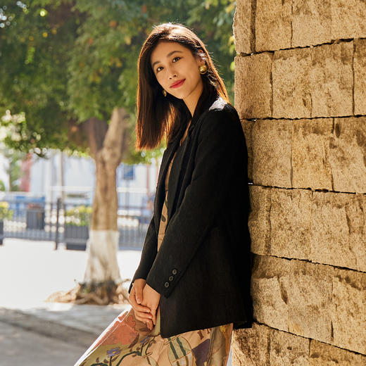 谜底西装外套女2024春新款高端系列时尚提花宽松中长款241GW0064 商品图1