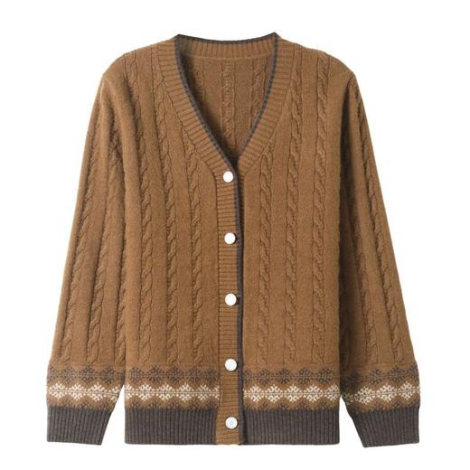 V领毛衣开衫外套，春款时尚妈妈外搭小个子麻花针织上衣披肩CC-101-99623 商品图4