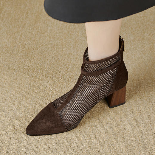 【预售5天】春夏新款，舒适百搭羊猄皮+沙网时尚高跟网靴CZ&C-899 商品图11