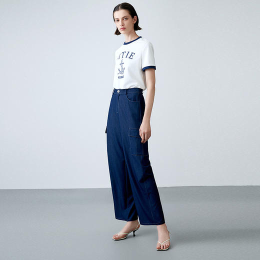 EITIE爱特爱夏季新款时尚百搭舒适圆领印花T恤女7802502 商品图2