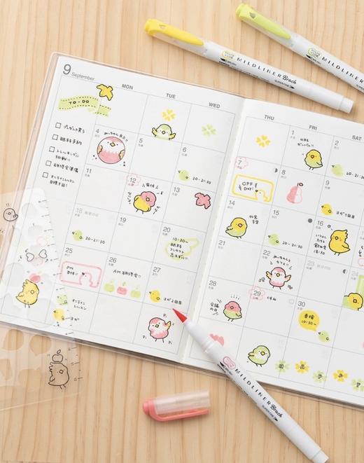 日本ZEBRA斑马MILDLINE Brush×ocha软头笔尖荧光笔套装 商品图3