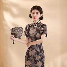 春夏新款，复古年轻款日常长款新中式改良旗袍XL-24029