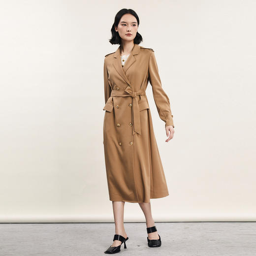 谜底长款风衣女2024春款时尚气质西装领双排扣宽松外套241ME0136 商品图1