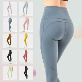 瑜伽裤女大码欧美跨境高腰提臀裸感磨毛打底健身运动裤