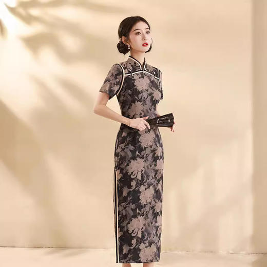 春夏新款，复古年轻款日常长款新中式改良旗袍XL-24029 商品图2