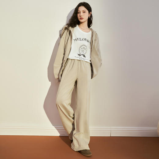 西遇宽松阔腿卫裤女冬季新款慵懒风垂坠感休闲拖地长裤12238544 商品图3