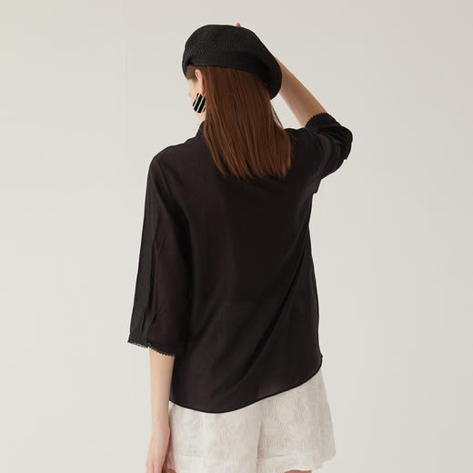 谜底2024夏季新款通勤风绣花衬衫七分袖女宽松时尚百搭246MC7010 商品图2