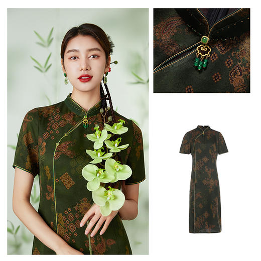 【繁花似锦】【香云纱】乔万尼24mm连衣裙真丝新中式旗袍设计EM2E775 商品图2