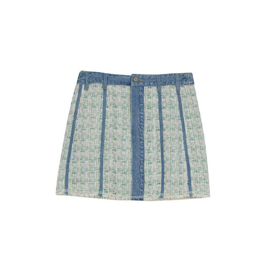 谜底牛仔半身裙2024春季新款复古高腰拼接设计感A型短裙241MB0131 商品图4