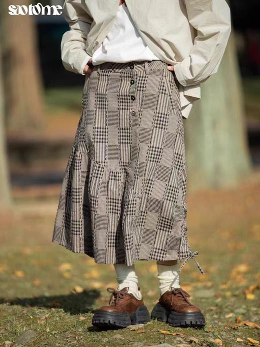 早乙女惠子saotome/STMQZ231207/ 不规则结构格纹半裙 商品图0