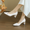 阿么手工女鞋法式编织浅口单鞋女2025新款金属扣真皮高跟鞋6.5CM 商品缩略图2