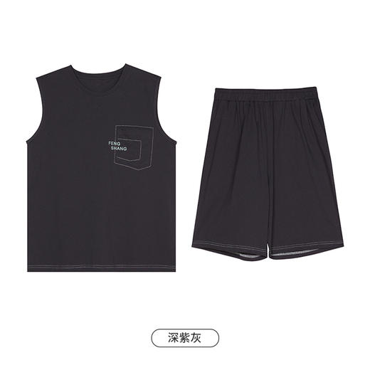都市丽人都市锋尚生活家居春夏睡衣男32支CVC单面家居服薄款背心短裤男士棉质套装FH42C1 商品图10