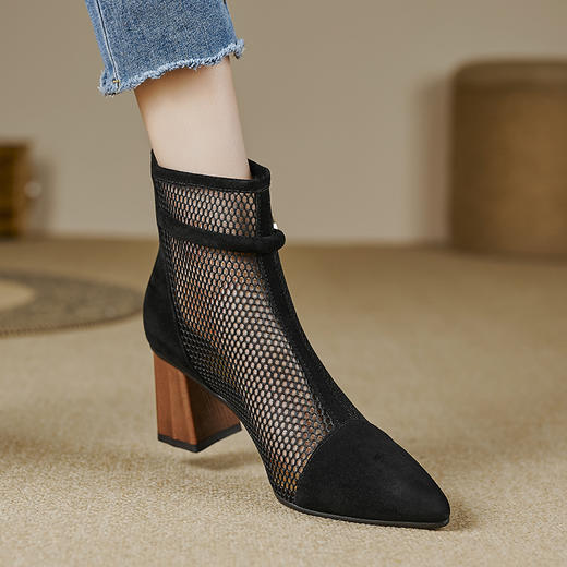 【预售5天】春夏新款，舒适百搭羊猄皮+沙网时尚高跟网靴CZ&C-899 商品图2