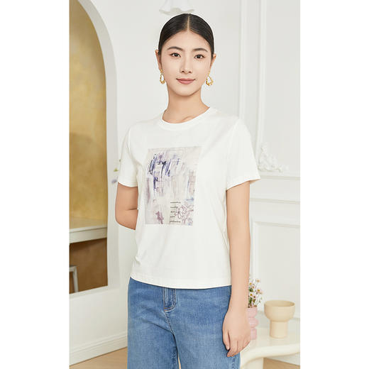 乔万尼衬衫新品短袖T恤简约印花EM1C100 商品图3